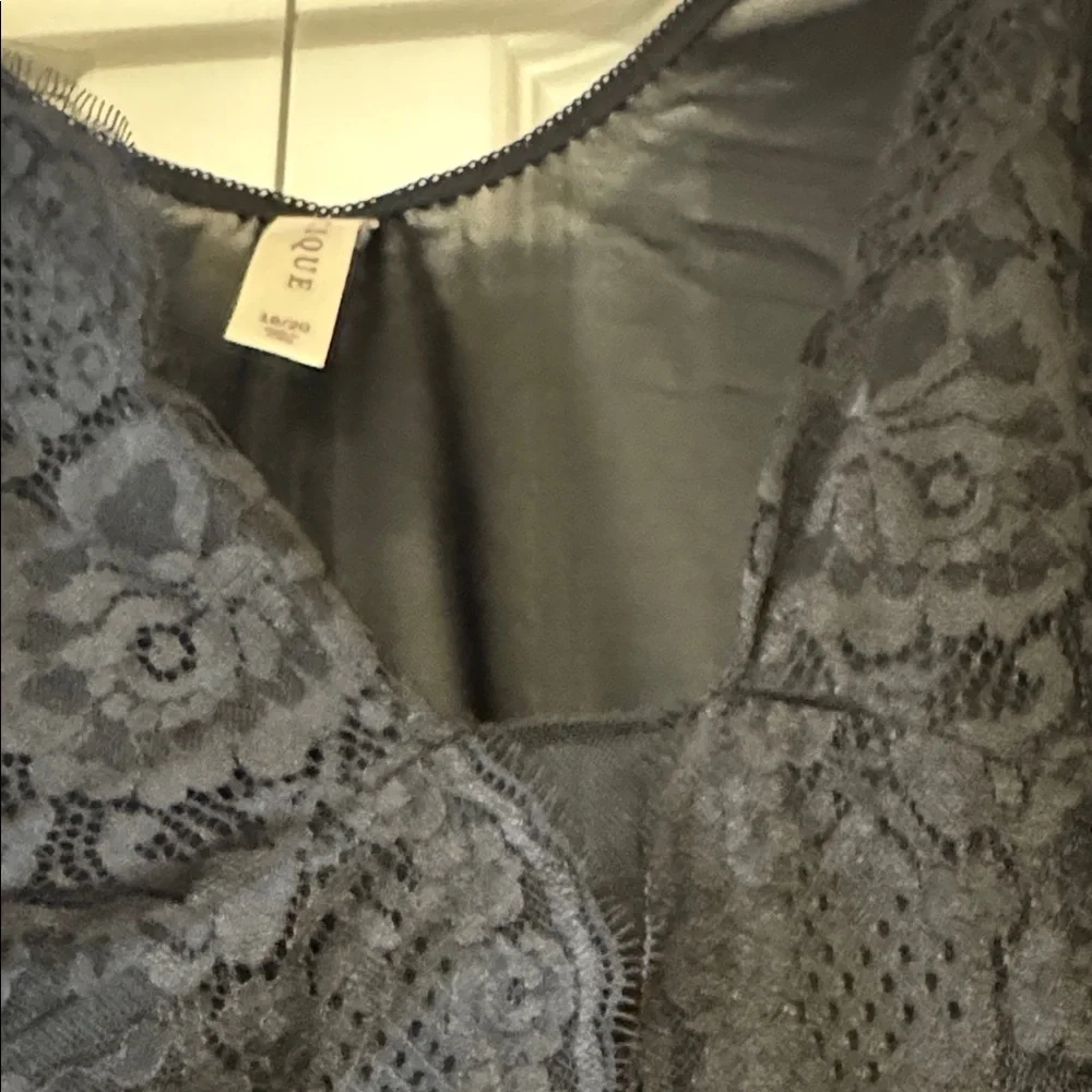 Cacique Sexy Women's Black Lace Long-Sleeve Bodysuit